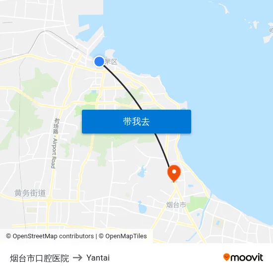 烟台市口腔医院 to Yantai map
