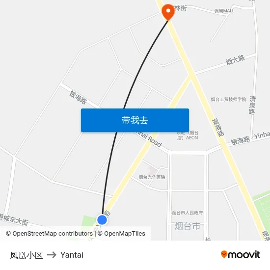 凤凰小区 to Yantai map