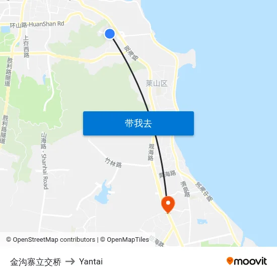 金沟寨立交桥 to Yantai map