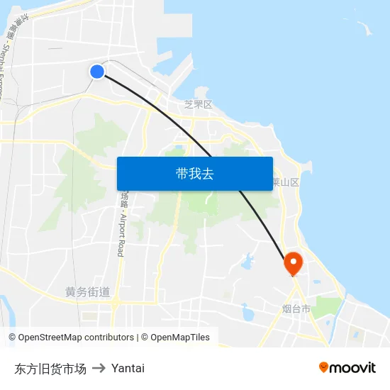东方旧货市场 to Yantai map