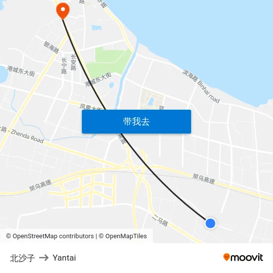 北沙子 to Yantai map