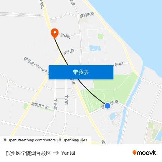 滨州医学院烟台校区 to Yantai map