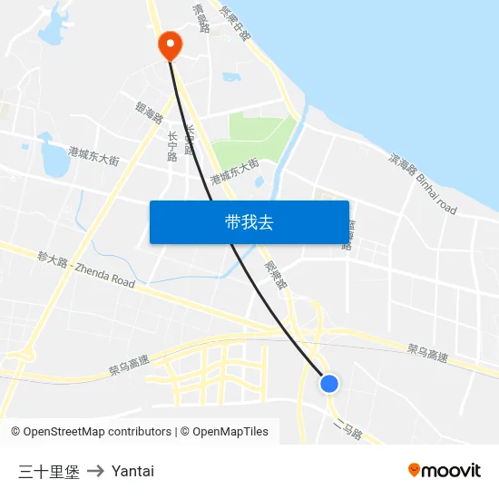 三十里堡 to Yantai map