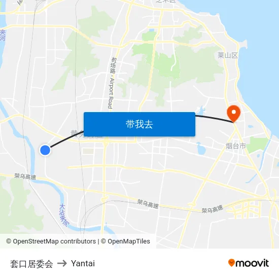 套口居委会 to Yantai map