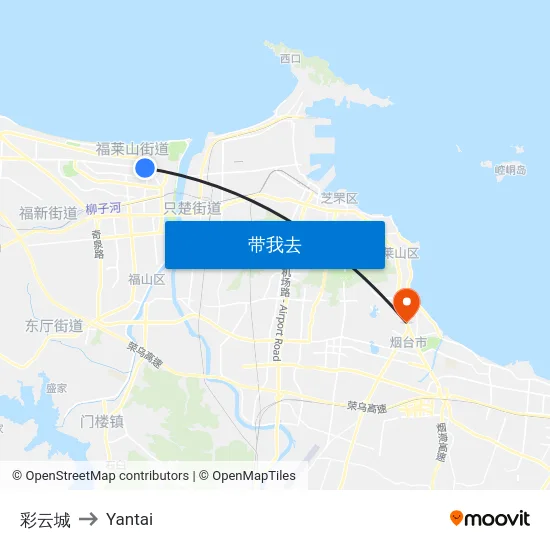 彩云城 to Yantai map