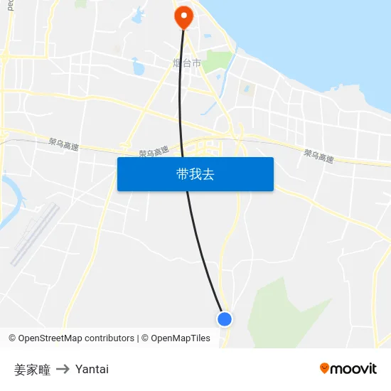 姜家疃 to Yantai map