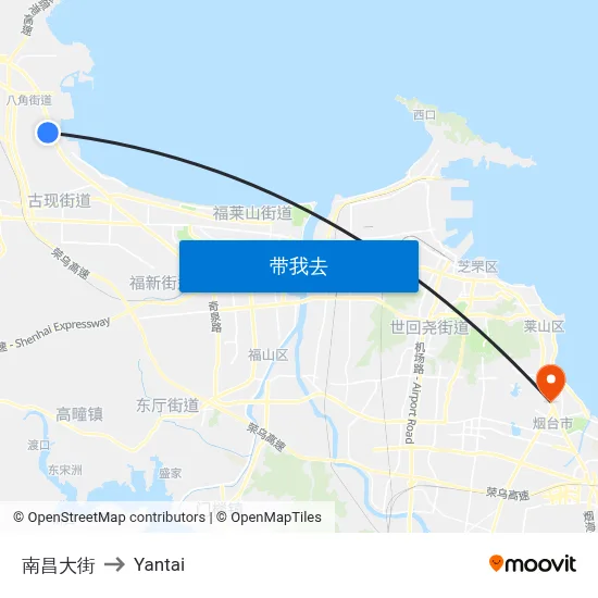 南昌大街 to Yantai map