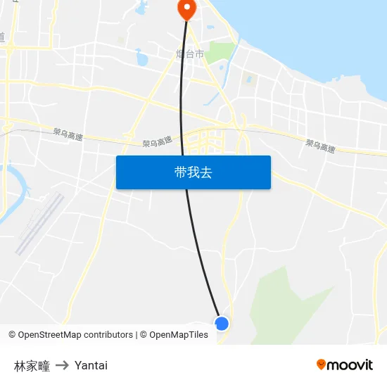 林家疃 to Yantai map