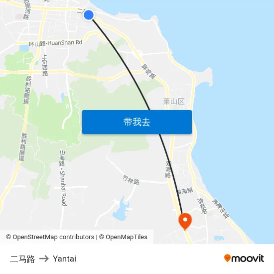 二马路 to Yantai map