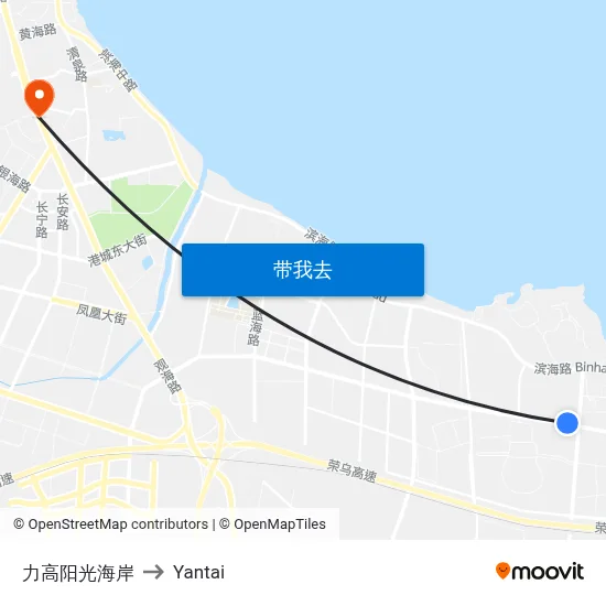 力高阳光海岸 to Yantai map