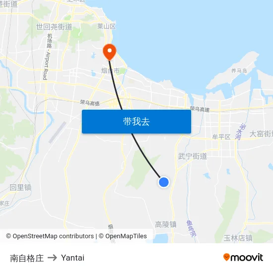 南自格庄 to Yantai map