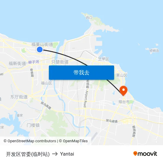 开发区管委(临时站) to Yantai map