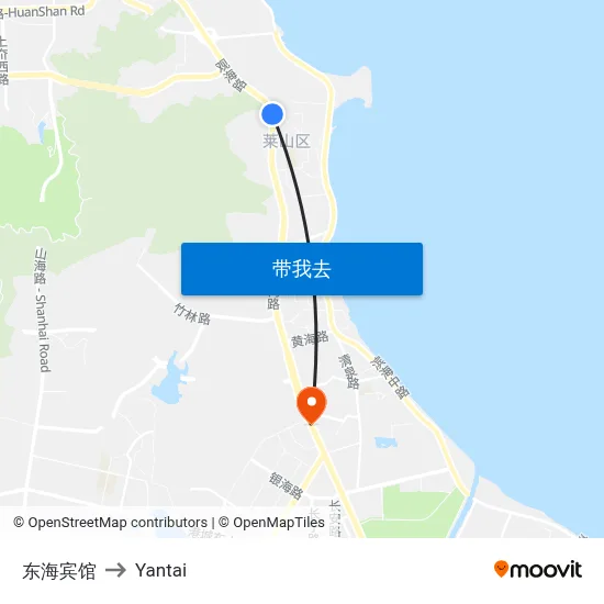 东海宾馆 to Yantai map