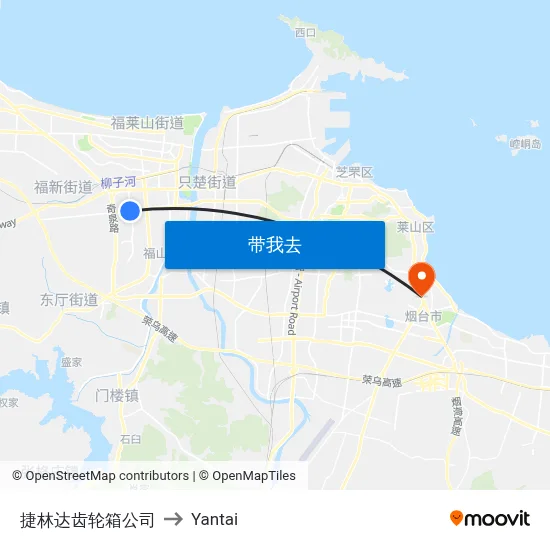 捷林达齿轮箱公司 to Yantai map