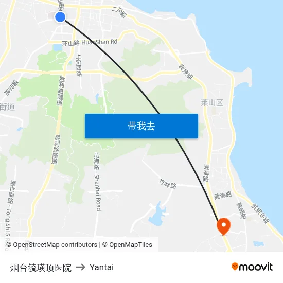 烟台毓璜顶医院 to Yantai map