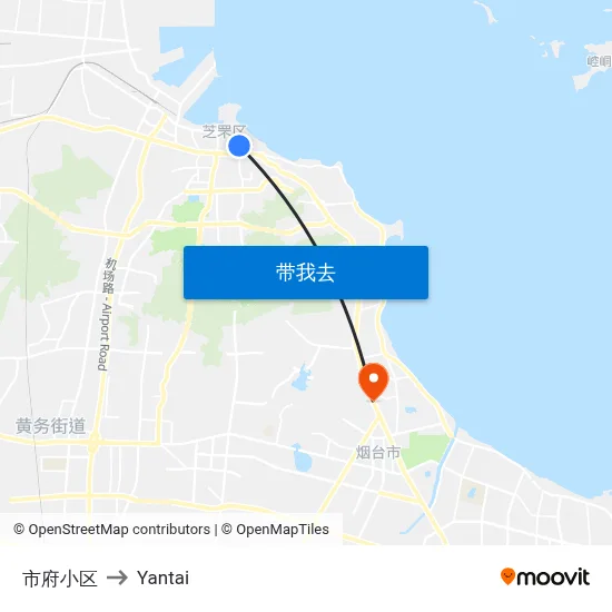 市府小区 to Yantai map