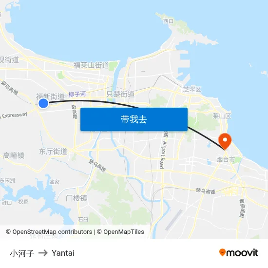 小河子 to Yantai map
