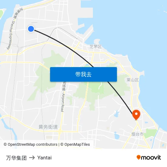 万华集团 to Yantai map