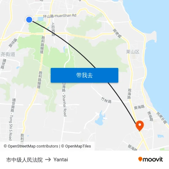 市中级人民法院 to Yantai map