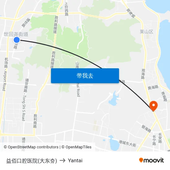 益佰口腔医院(大东夼) to Yantai map