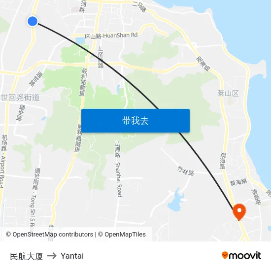 民航大厦 to Yantai map