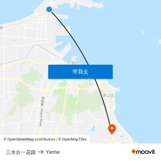 三水合一花园 to Yantai map