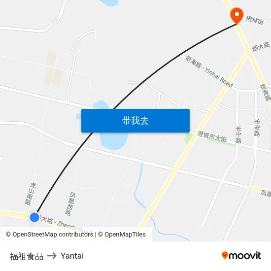 福祖食品 to Yantai map