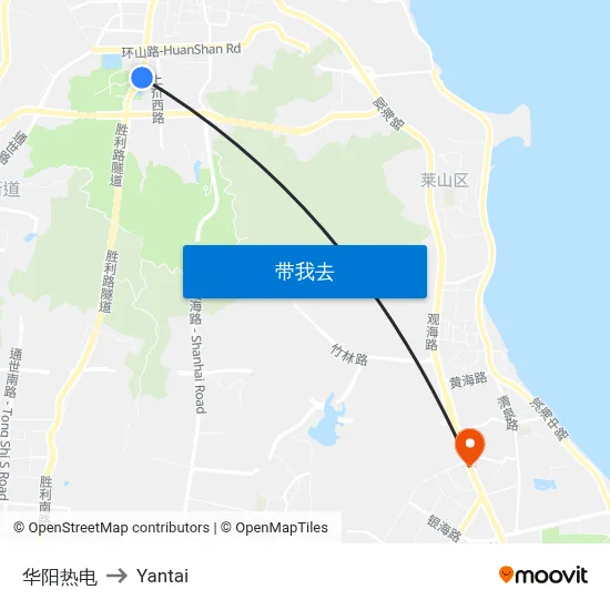 华阳热电 to Yantai map