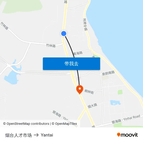 烟台人才市场 to Yantai map