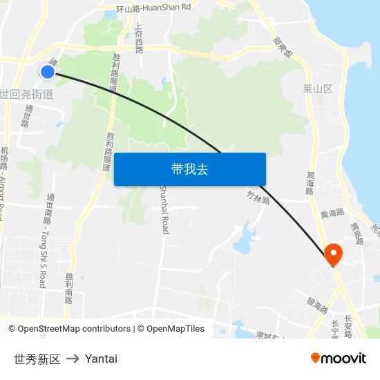世秀新区 to Yantai map