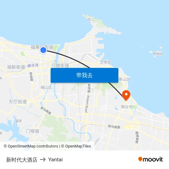 新时代大酒店 to Yantai map
