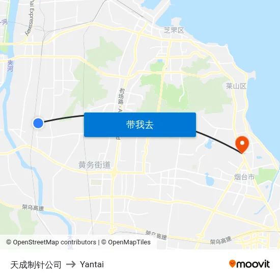 天成制针公司 to Yantai map