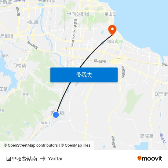回里收费站南 to Yantai map
