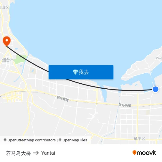养马岛大桥 to Yantai map
