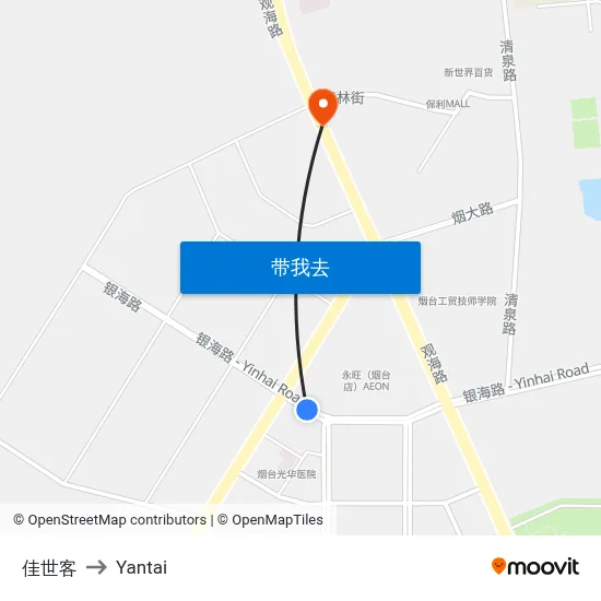 佳世客 to Yantai map