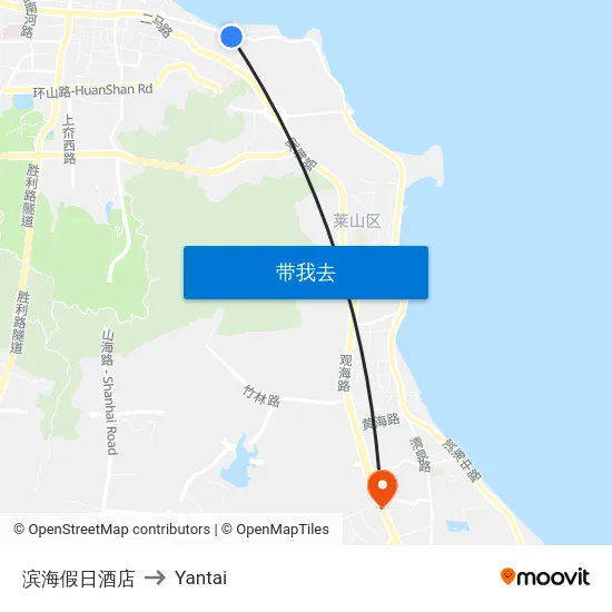 滨海假日酒店 to Yantai map