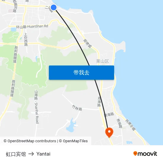 虹口宾馆 to Yantai map