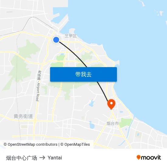 烟台中心广场 to Yantai map