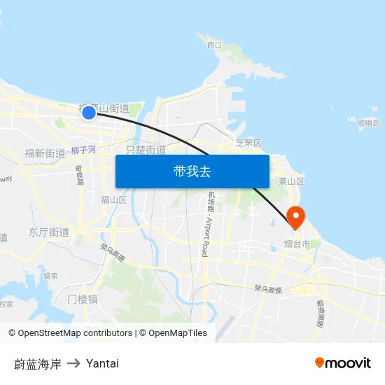 蔚蓝海岸 to Yantai map