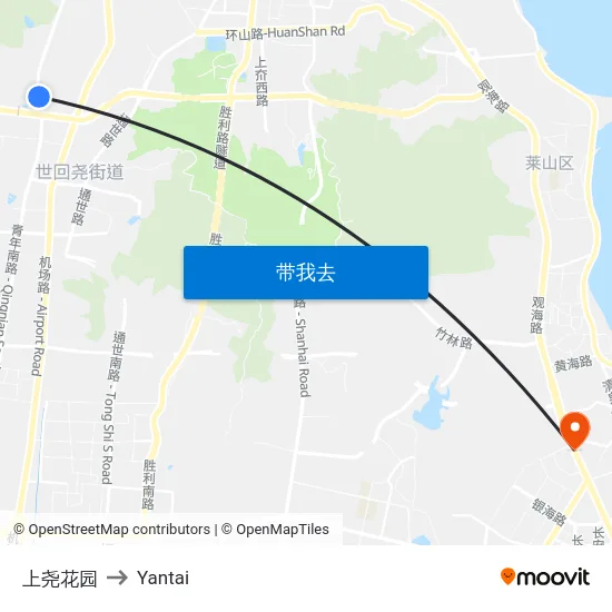 上尧花园 to Yantai map