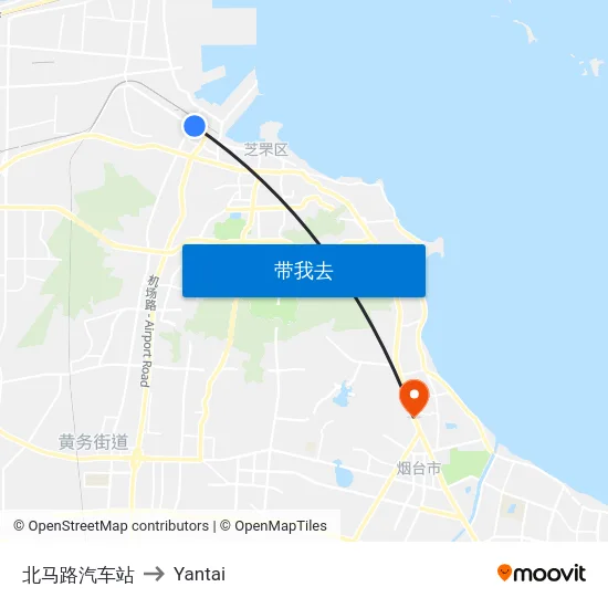 北马路汽车站 to Yantai map