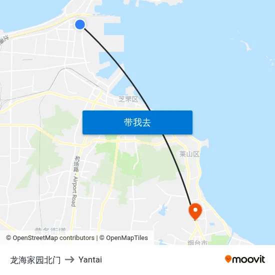 龙海家园北门 to Yantai map