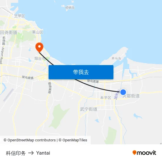 科信印务 to Yantai map