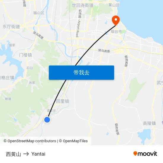 西黄山 to Yantai map