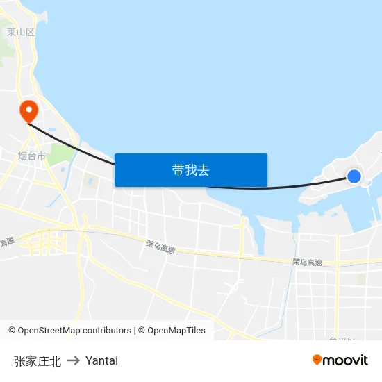 张家庄北 to Yantai map