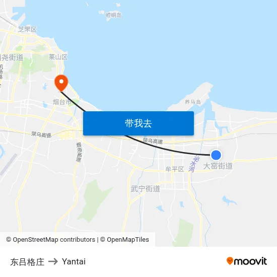 东吕格庄 to Yantai map