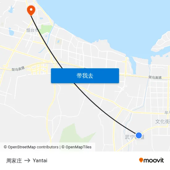 周家庄 to Yantai map