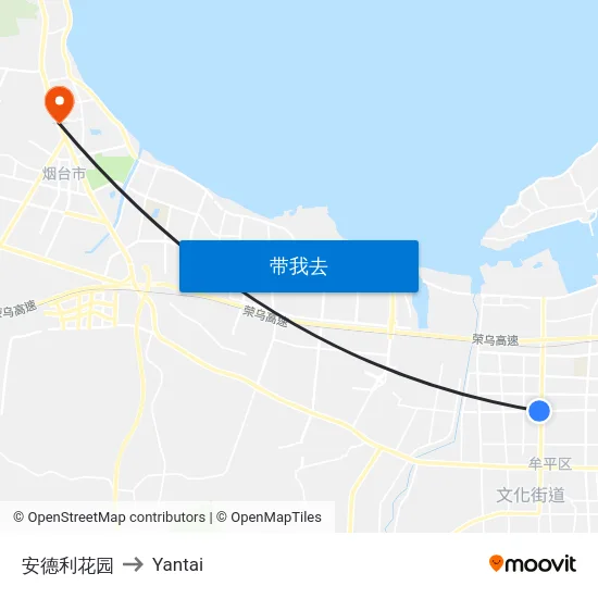 安德利花园 to Yantai map