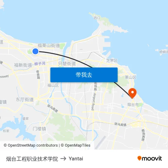 烟台工程职业技术学院 to Yantai map