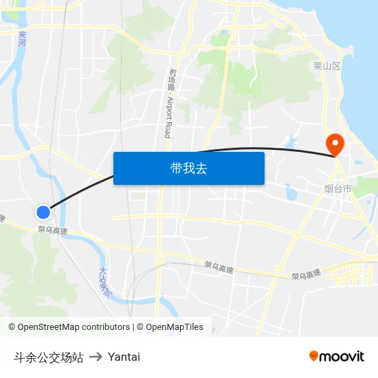 斗余公交场站 to Yantai map